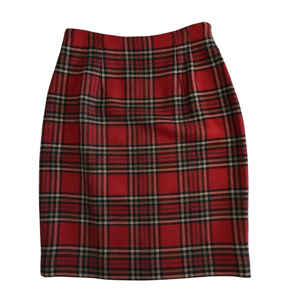 Vtg Wool Cashmere Skirt Ellen Tracy Linda Size Small 6 Tartan Plaid 22”L Suit - Picture 1 of 8
